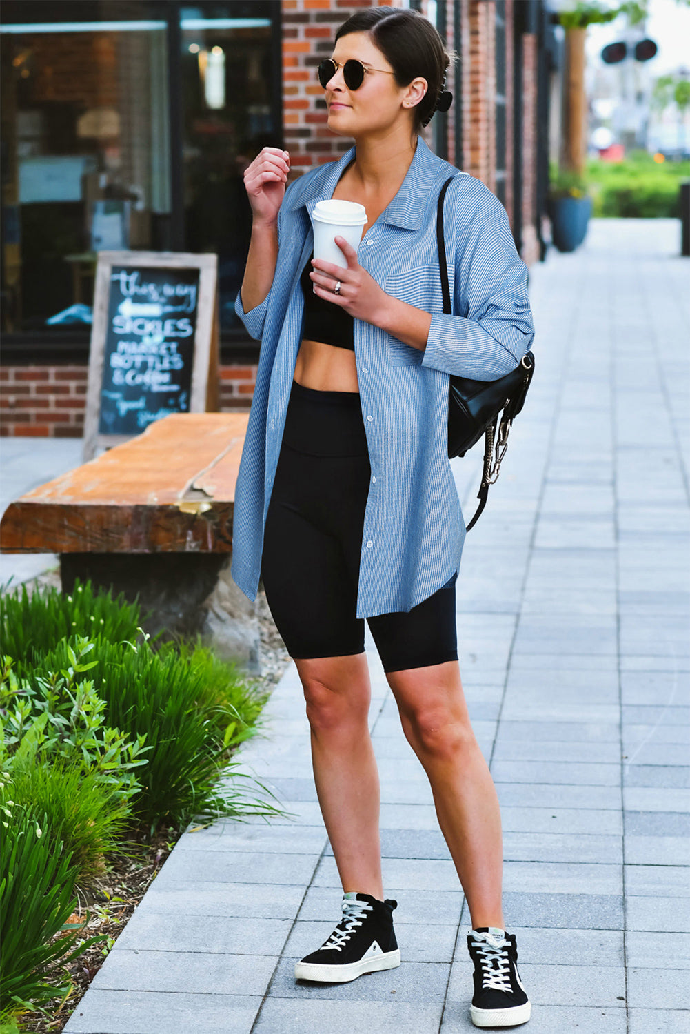 Striped Button Up Longline Shirt