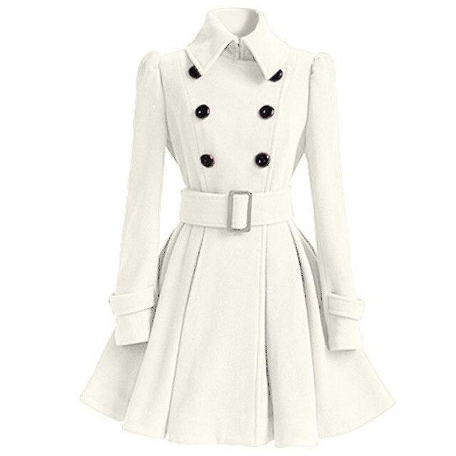 Gorgeous Autumn Winter Coat Women Vintage Slim Double Breasted Woolen Jackets Female Elegant Long Warm White Coat Tb8atb8b
