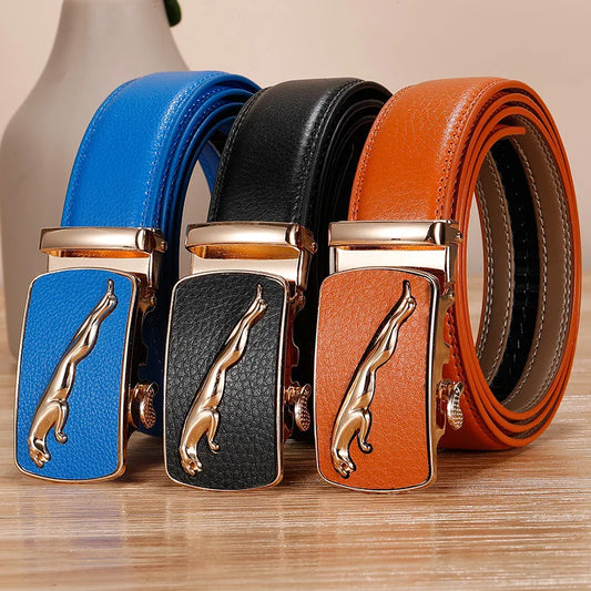 New Men's Belt Fashion Alloy Automatic Buckle Genuine Leather Belt Business Casual Men's Belts Luxury High Quality Waistband