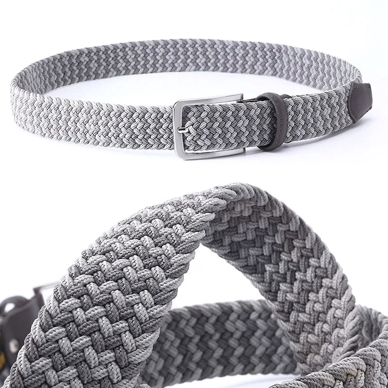 Belt Elastic For Men Leather Top Tip Male Military Tactical Strap Canvas Stretch Braided Waist Belts 1-3/8" Wide Wholesale