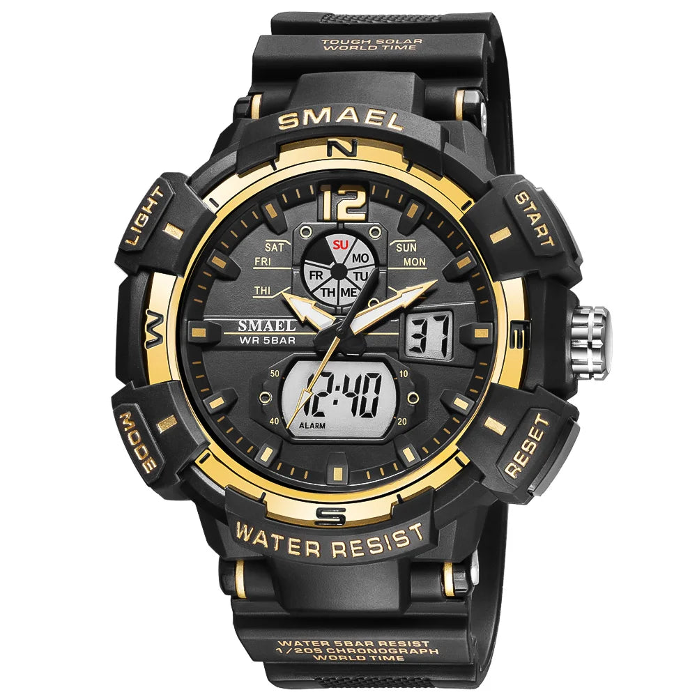 Sport Watch SMAEL Waterproof Watches Quartz Movement Digital LED Back Light Stopwatch Alarm Clock 8045 Men's Watches Military