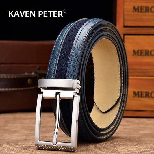 Leather Belt Mixed Canvas Male Strap High Quality Genuine Leather Luxury Pin Buckle Belts For Men Leisure New Fashion