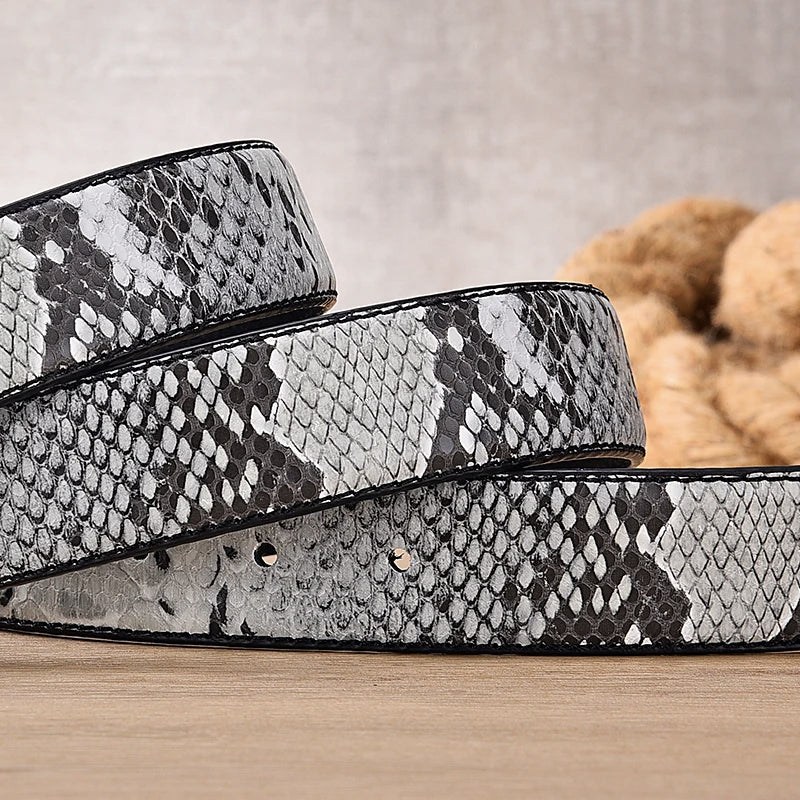 Fashion Belts For Men Luxury Snake Pattern Desinger Male Casual Accessories Cowboy Leather Western Belt Strap Buckle Metal