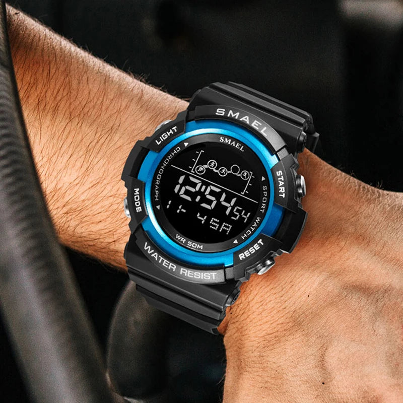 Sport Watch Men Digitak Clock SMAEL Mens Wristwatches LED Alarm Clocks Male Army Green Bracelet 1426 Waterproof Watches Digital