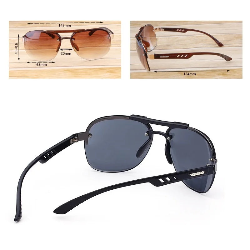Classic Gradient Lens Sunglasses Men Women Luxury Driving Pilot Sunglasses Fashion Rimless Sun Glasses Female Male Eyewear UV400