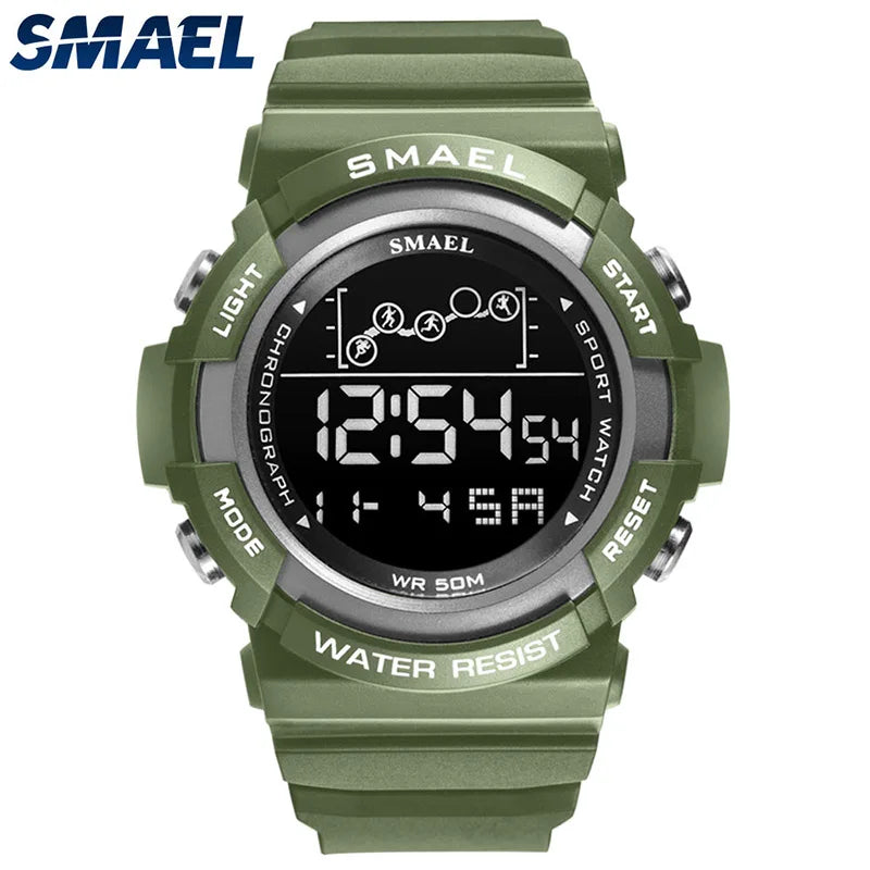 Sport Watch Men Digitak Clock SMAEL Mens Wristwatches LED Alarm Clocks Male Army Green Bracelet 1426 Waterproof Watches Digital