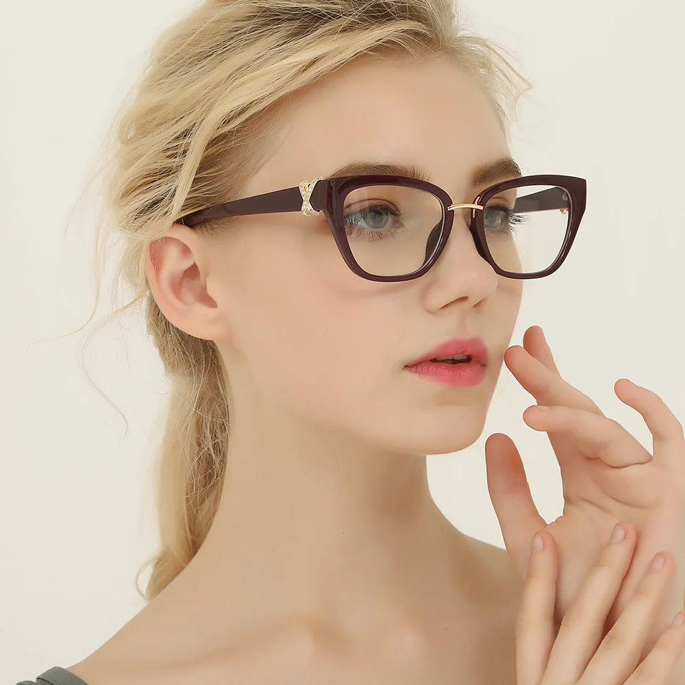 Women Rhinestone Decoration Styles Optical Fashion Computer Glasses