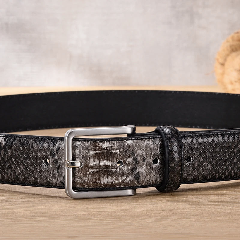 Fashion Belts For Men Luxury Snake Pattern Desinger Male Casual Accessories Cowboy Leather Western Belt Strap Buckle Metal