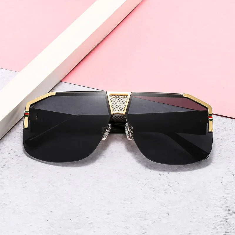 2021 New Gradients Shield Sunglasses Men Women Leopard Square Luxury Trend Fashion Pc Lens Alloy Metal Decorate Cool Sun Glasses