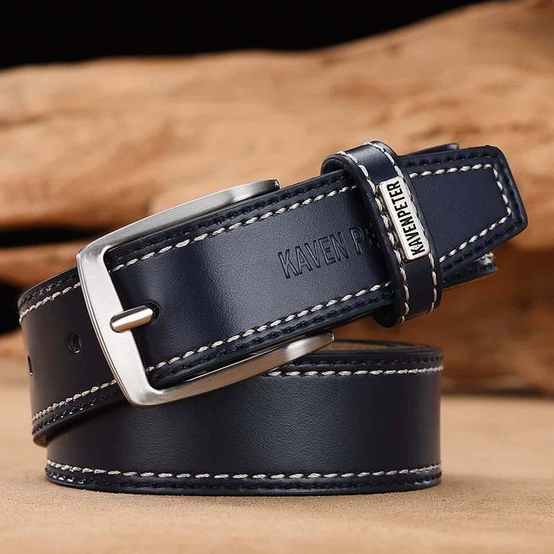 Cow Genuine Leather Belt For Men Casual Belts Dropshipping Designer Luxury Pin Buckle Male Cowskin Belt High Quality Black
