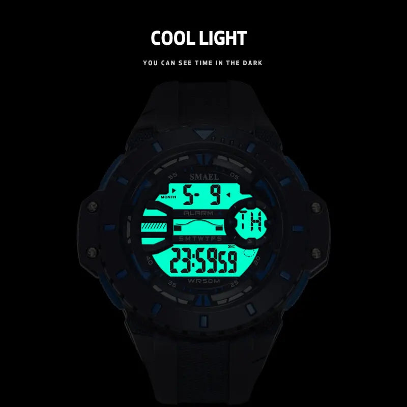 Mens Digital Wristwatches Waterproof Smael Sport Watches Alarm Shock Clock Led Watch Men Digital 1519 Military Watches Army Men