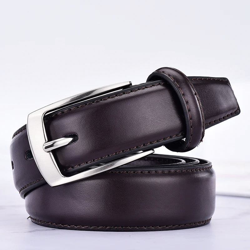 Classic Leather Belt For Men Luxury Business Male Cowhide Leather Belts 3.0 CM Casual Pin Buckle Belt For Men Dropshipping