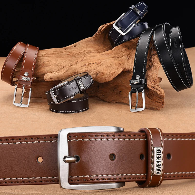 Cow Genuine Leather Belt For Men Casual Belts Dropshipping Designer Luxury Pin Buckle Male Cowskin Belt High Quality Black