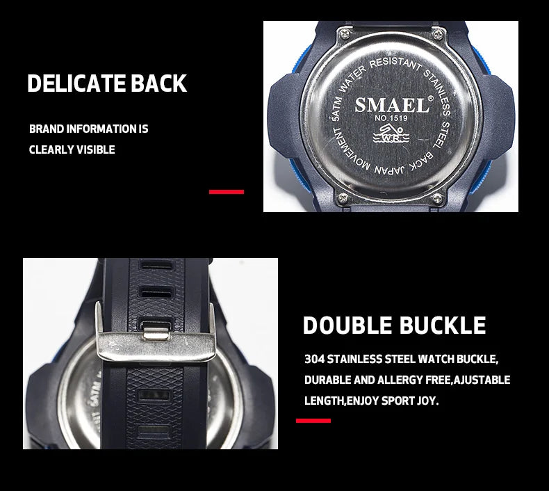 Mens Digital Wristwatches Waterproof Smael Sport Watches Alarm Shock Clock Led Watch Men Digital 1519 Military Watches Army Men