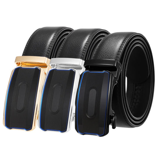 New Famous Men's Belt High Quality Genuine Leather Male Belts Metal Automatic Buckle Luxury Business Casual Waist Band Cowhide