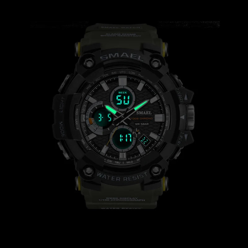 Sport Watch Dual Time Men Watches 50m WaterproofMale Clock Military Watches for Men 1802D Shock Resisitant Sport Watches Gifts