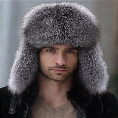 Russian Leather Bomber Hat - Winter Hats With Earmuffs Trapper Cap (D17)(MA8)