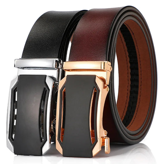 Men's Belts Automatic Buckle Genuine Leather High Quality Belts Business Casual Cowhide Waist Belt Luxury Fashion Men's Belt