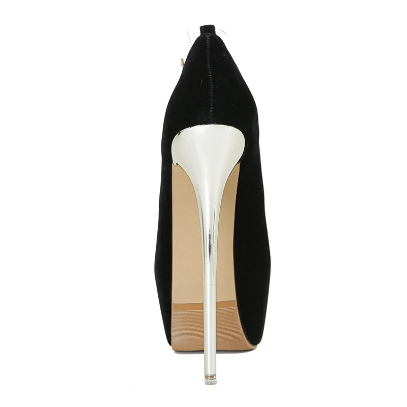 Liyke Sexy Peep Toe Stripper Pole Dance Super High Heels Elegant Women Wedding Banquet Shoe PVC Transparent Strap Platform Pumps