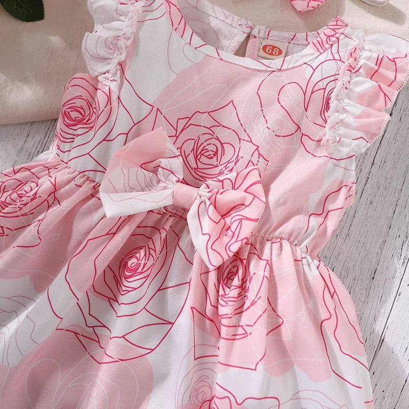 Dress For Kids Newborn 0-18 Months Style Fashion Butterfly Roses Princess Formal Dresses Ootd Baby Girl