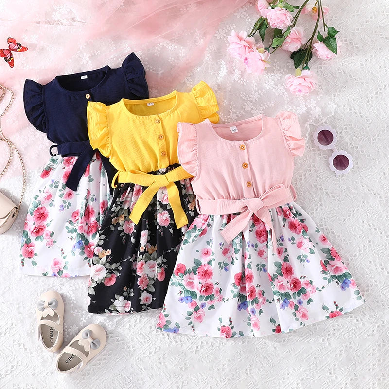Dress For Kids 1-7 Years old Birthday Korean Style Short Sleeve Cute F –  Deals DejaVu