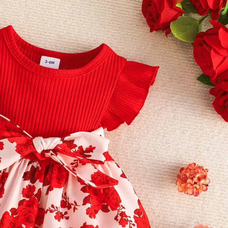 Dress For Kids 3-24 Months Style Fashion Butterfly Sleeve Cute Floral Summer Princess Formal Dresses Ootd For Newborn Baby Girl