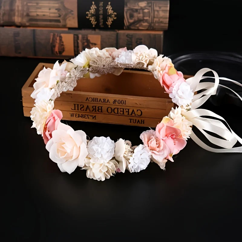 Floral Maternity Crown – Handmade Flower Headpiece for Baby Shower & Photoshoot