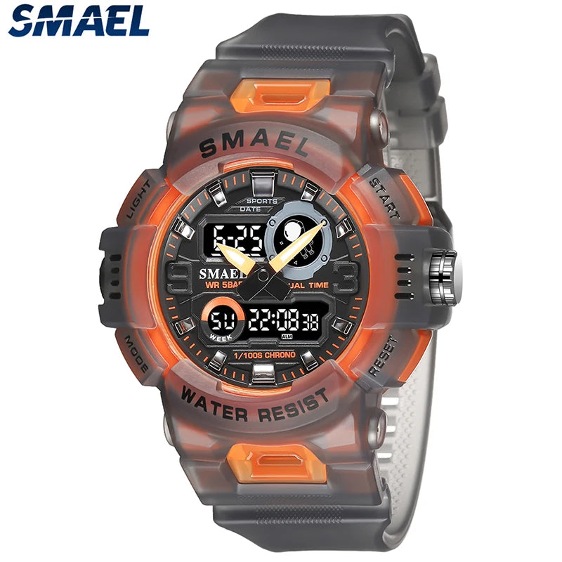 SMAEL Sport Watches Digital Watch LED 50m Waterproof Military Wristwatch Male Clocks 8063 Mens Watches Stopwatches Alarm Clock