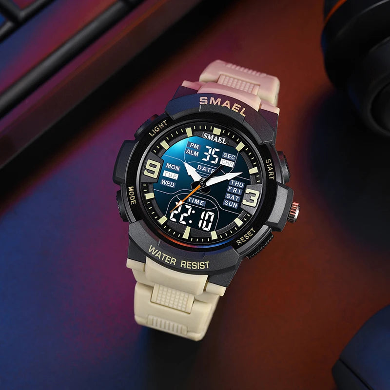 SMAEL Men Military Watch New Fashion Watches Quartz Wristwatch Men 50m Waterproof Sports Watch Digital 1912 Shock Army WatcH