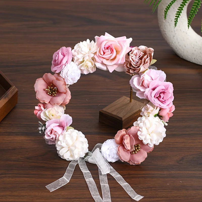 Floral Maternity Crown – Handmade Flower Headpiece for Baby Shower & Photoshoot