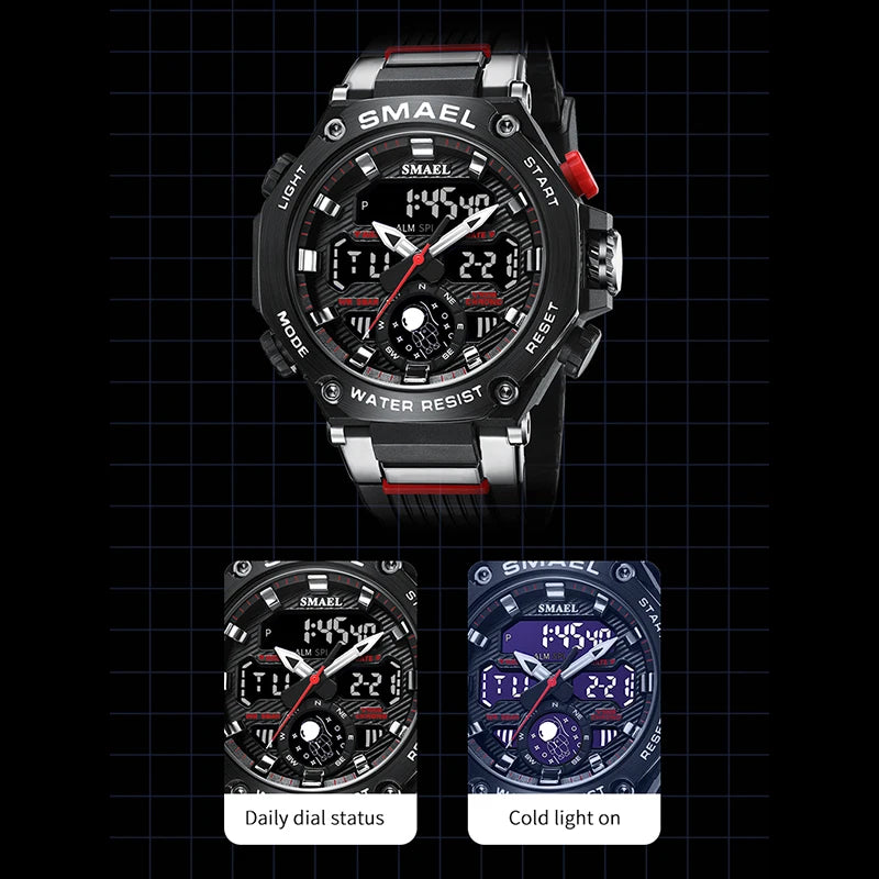 Quartz Wristwatches Sport Smael Military Army Clock Alarm Dual Display Led Electronic Watch 8069 Waterproof Watches For Men