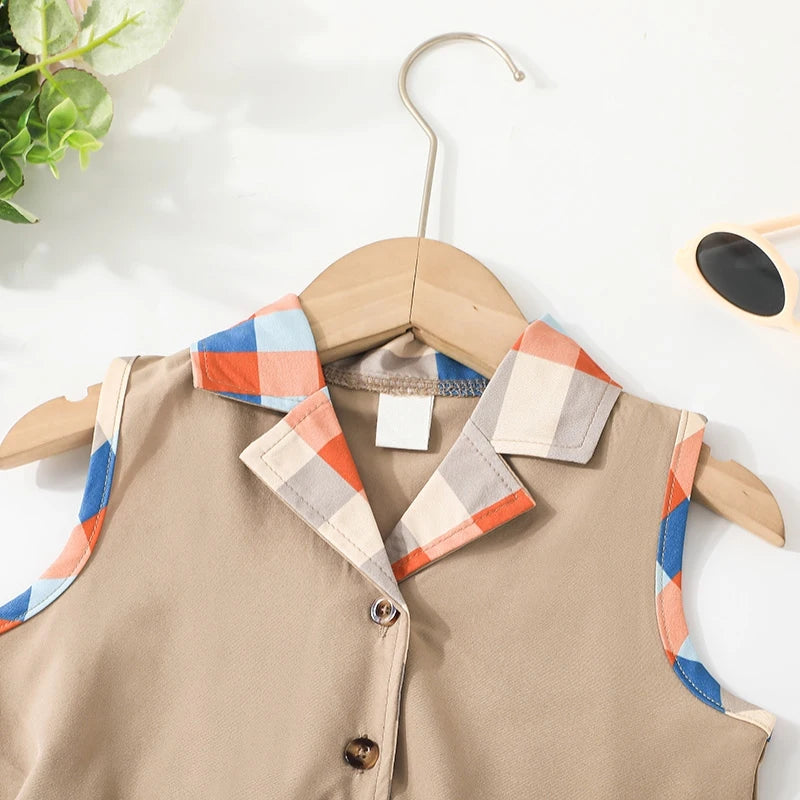 Baby Girl Dress 4-8Years Korean Style Sleeveless Toddler Kids Fashion Shirt Dresses