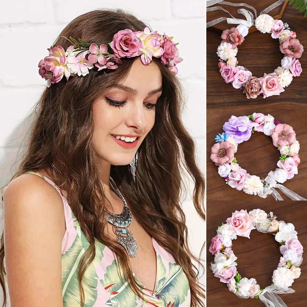 Floral Maternity Crown – Handmade Flower Headpiece for Baby Shower & Photoshoot