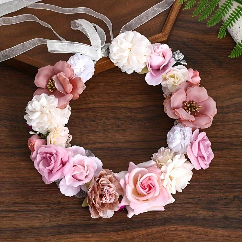 Floral Maternity Crown – Handmade Flower Headpiece for Baby Shower & Photoshoot