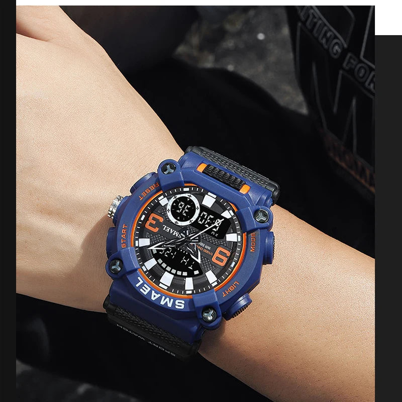 Military Waches Digtal Led Waterproof Men Sports Watch Male Clock 8052 Shock Army Watch Men Sporty Dual Display Wristwatch