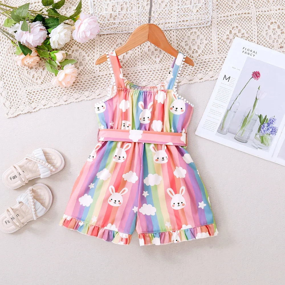 Baby Clothes 1 to 6 Years old Cartoon Rabbit Onesies For Baby Girl Sleeveless Infant Romper Toddler Jumpsuit For Kids