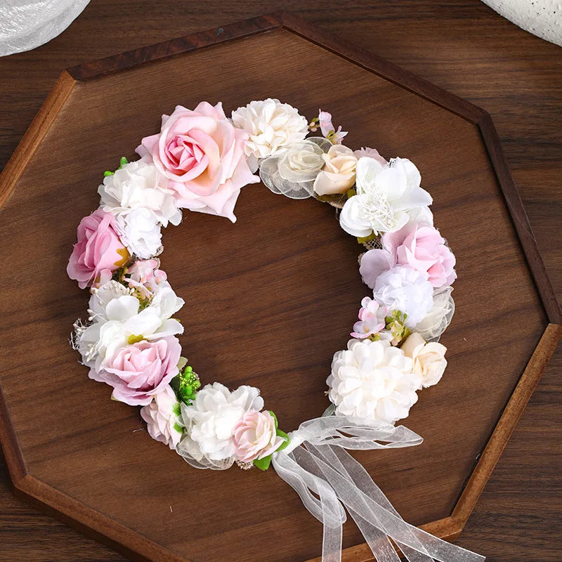 Floral Maternity Crown – Handmade Flower Headpiece for Baby Shower & Photoshoot