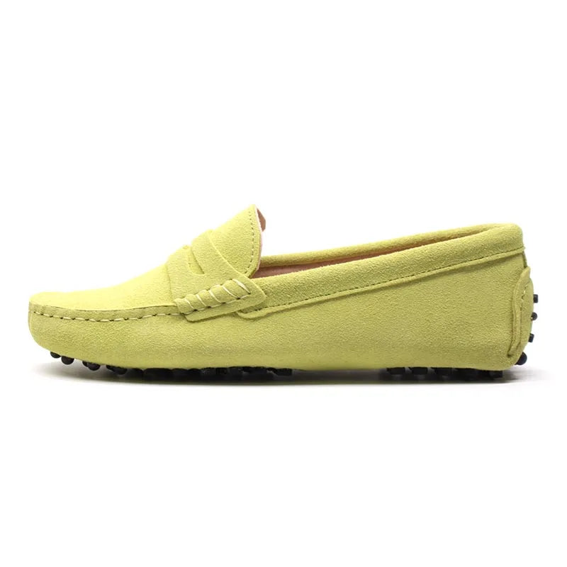 Great Women Genuine Leather Spring Flat Shoes Casual Loafers Slip On Women's Flats Shoes Moccasins Lady Driving Shoes