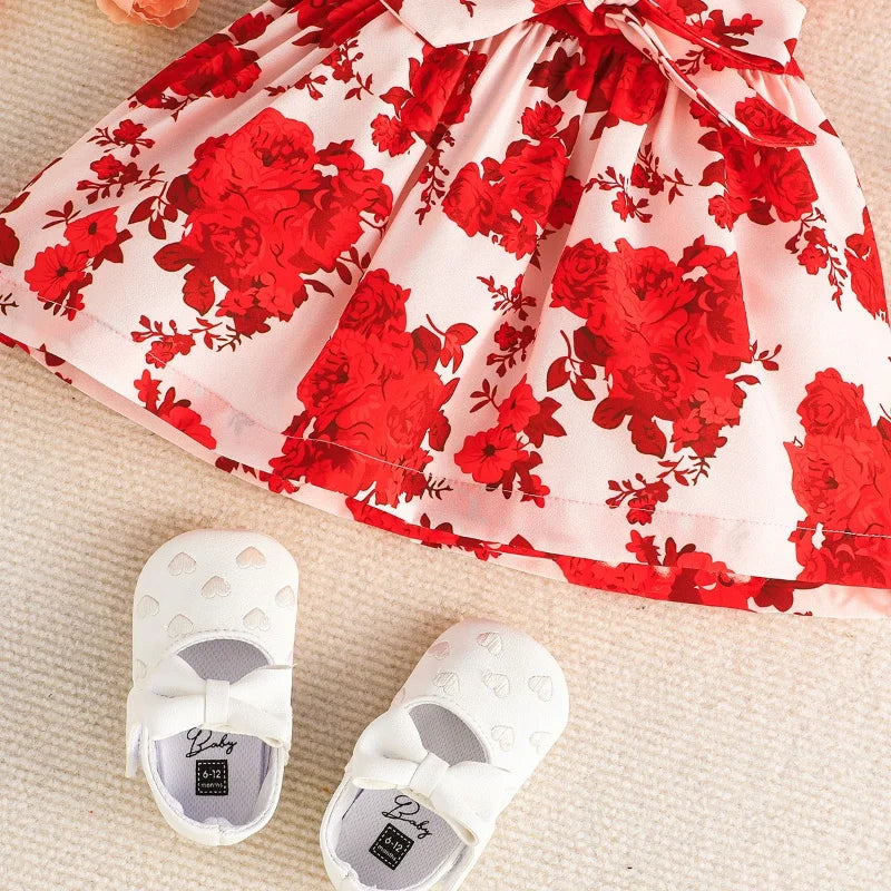 Dress For Kids 3-24 Months Style Fashion Butterfly Sleeve Cute Floral Summer Princess Formal Dresses Ootd For Newborn Baby Girl