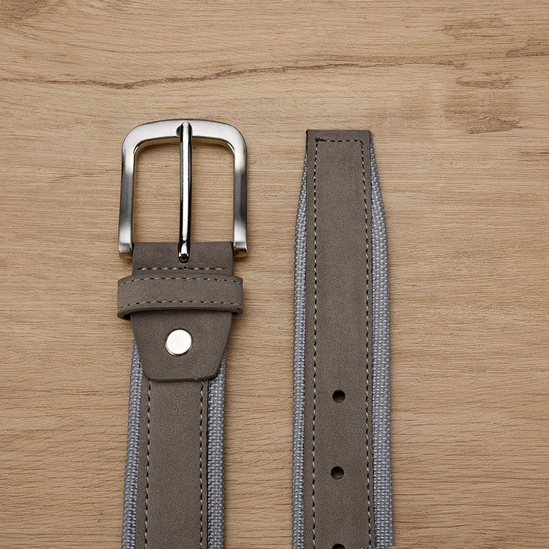 Men Oxford Fabric Suede Leather Belt High Quality Genuine Leather Luxury Pin Buckle For Men 3.5 cm and 3.8 cm Width