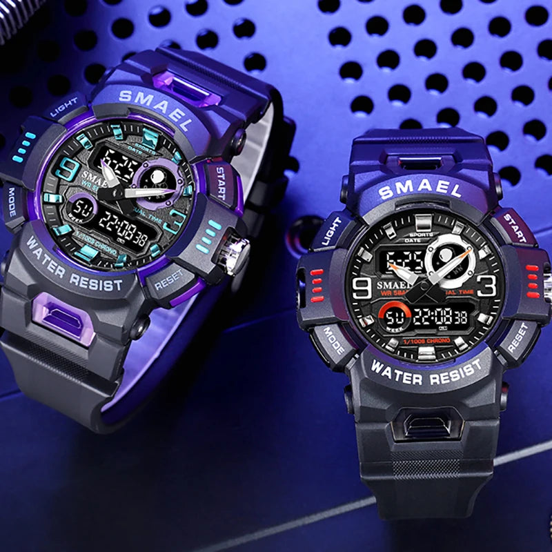 SMAEL Sport Watches Digital Watch LED 50m Waterproof Military Wristwatch Male Clocks 8063 Mens Watches Stopwatches Alarm Clock