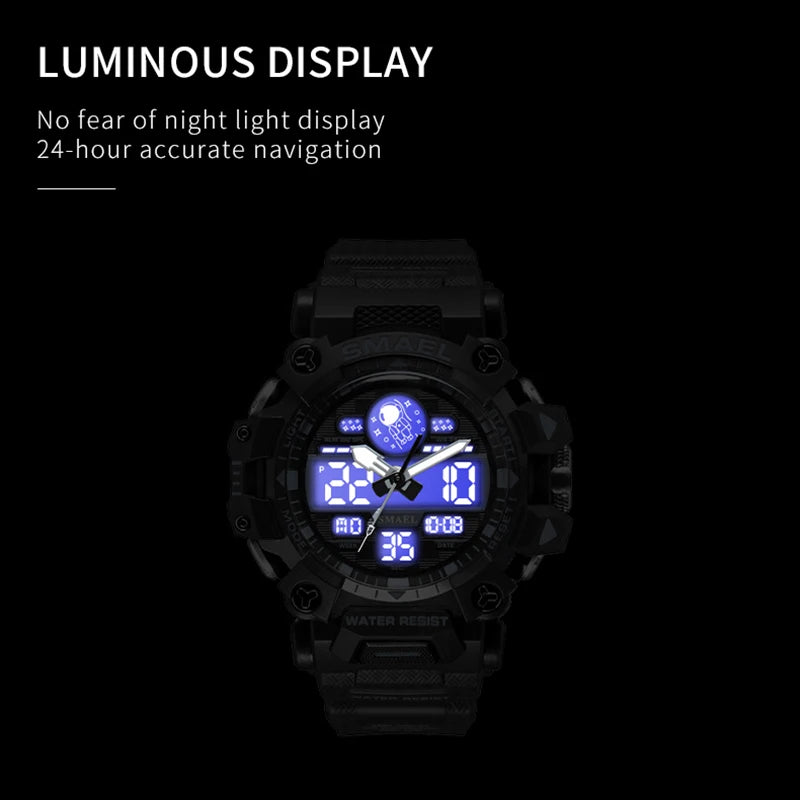 SMAEL Brand Men Sports Watches 50m Waterproof Digital Clock New Men Military Watch Army 8078 Led Quartz Watch Men Wristwatches