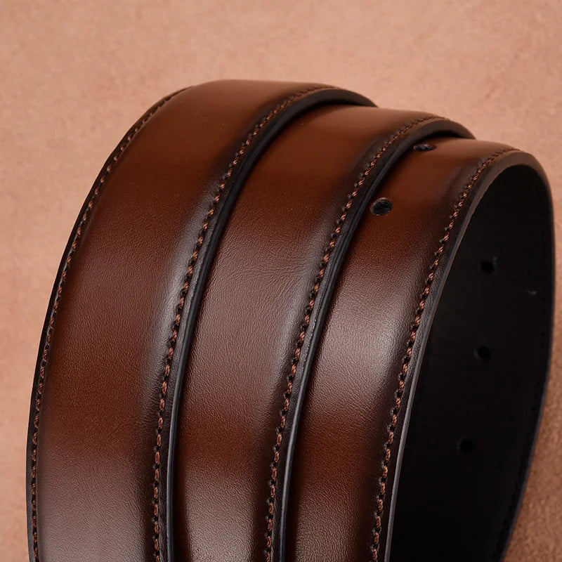 Classic Men Belt For Male Jeans High Quality Leather Belt Man Brown Genuine Leather Strap Luxury Pin Buckle Fancy Vintage
