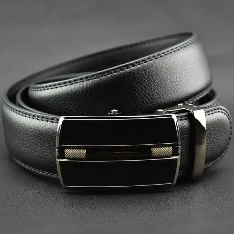 Famous Men's Belt Top Quality Genuine Leather Belts Male Metal Automatic Buckle Waist Band Luxury Fashion Business Men's Belts