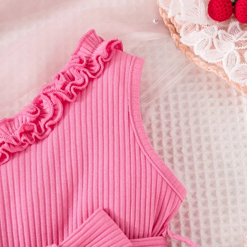 Dress For Kids 1 - 6 Years old Birthday Summer Ruffles Floral Off Shoulder Sleeveless Kids Princess Dresses Ootd For Baby Girl