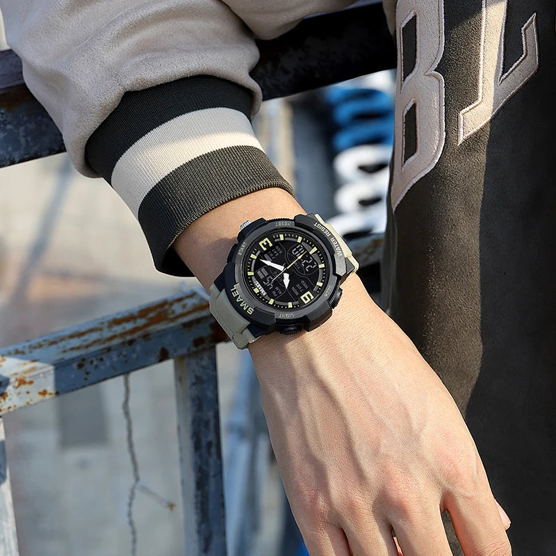 SMAEL Men Military Watch New Fashion Watches Quartz Wristwatch Men 50m Waterproof Sports Watch Digital 1912 Shock Army WatcH