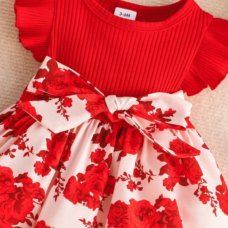 Dress For Kids 3-24 Months Style Fashion Butterfly Sleeve Cute Floral Summer Princess Formal Dresses Ootd For Newborn Baby Girl