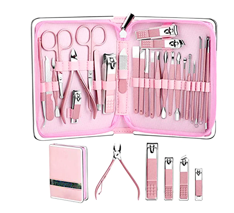 (26 PCS ) Professional Nail Clippers Pedicure Kit Nail Cutter Scissor Cuticle Nipper Nails Tool Foot Face Grooming Kit Manicure Set