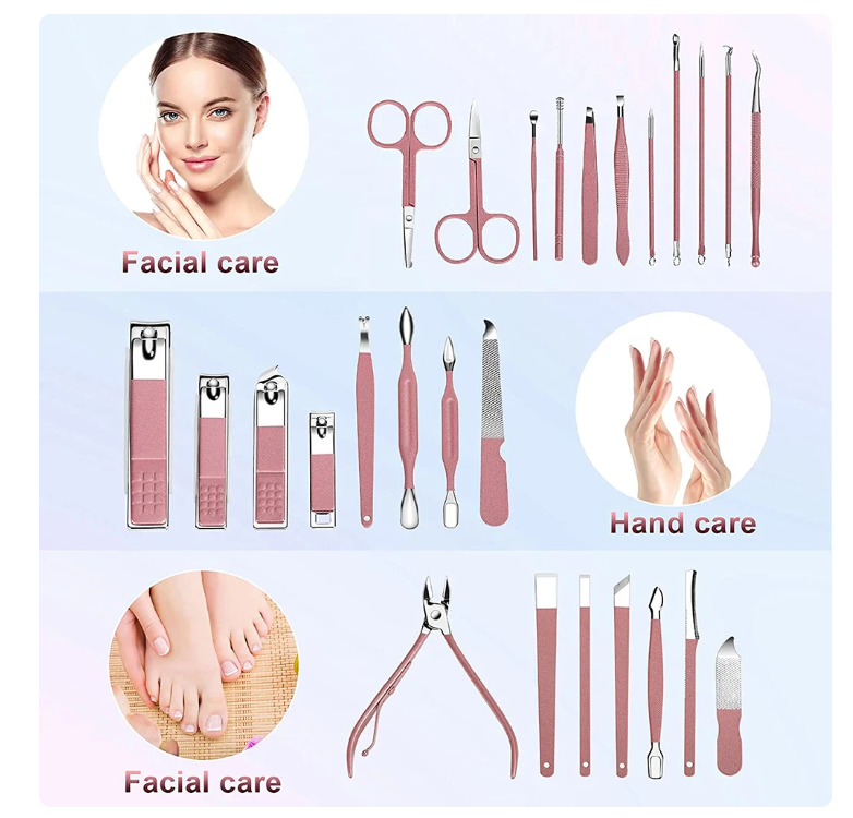 (26 PCS ) Professional Nail Clippers Pedicure Kit Nail Cutter Scissor Cuticle Nipper Nails Tool Foot Face Grooming Kit Manicure Set