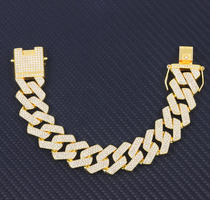 Charm Sand Blast Bracelet Cuban Chain - Men Bling 8.5'' Bracelets Fashion Jewelry (MJ3)(F83)1